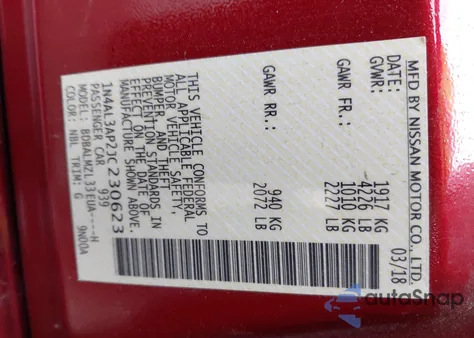 2018 Nissan Altima 2.5 Sv from USA, damaged, VIN 1N4AL3AP2JC230623